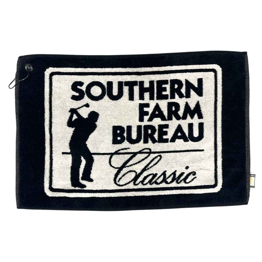 Pinecrest Mills Golf Towel Southern Farm Bureau Classic Black White USA Made